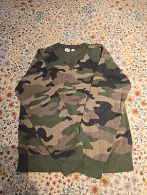 GAP Boy Camouflage Crewneck Sweater in Green, Brown, Black
